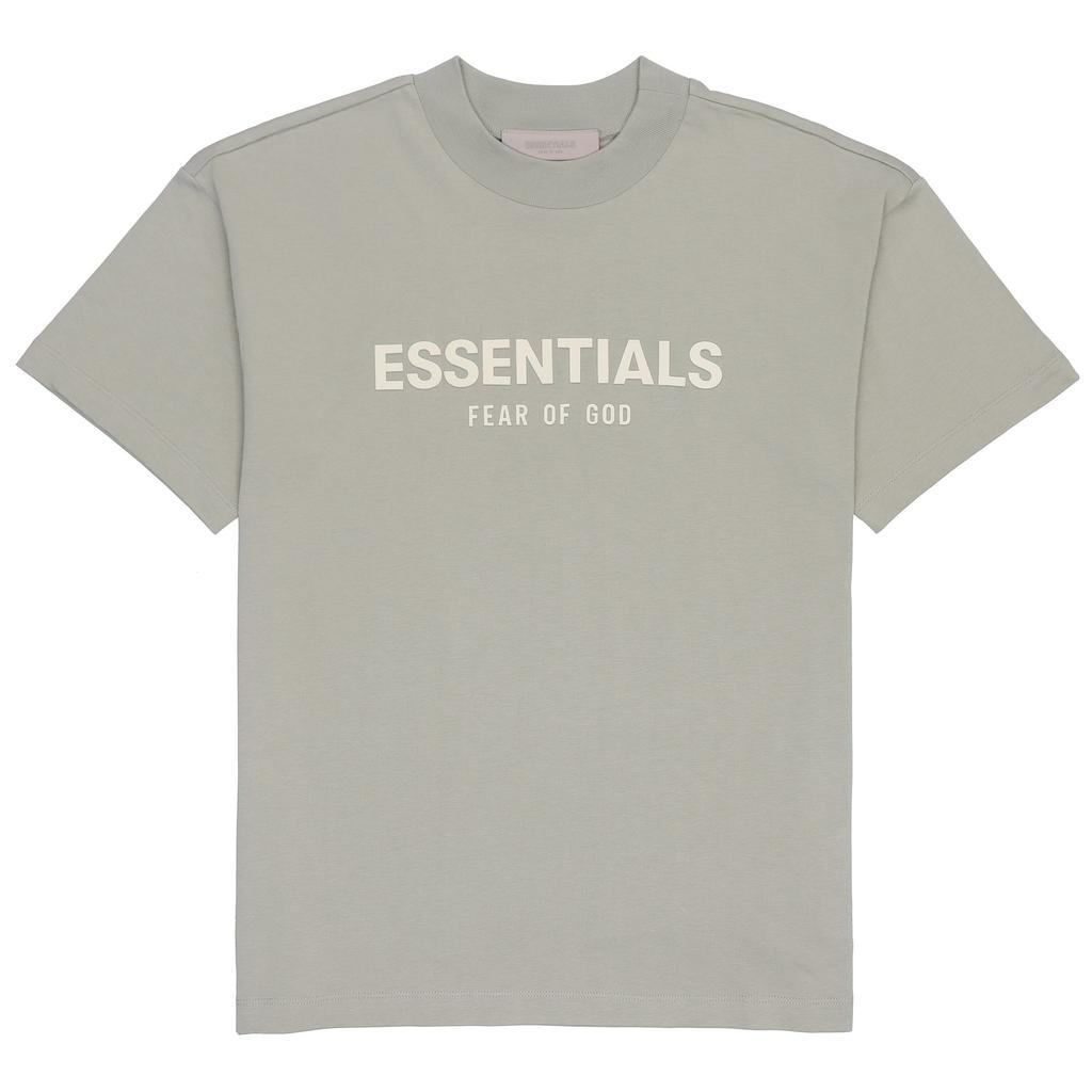Fear of God Essentials SS22 Kids T-Shirt Sea Foam Logo Print Crew Neck Short Sleeve Kids T-Shirts Gray-Green FOG-SS22-350