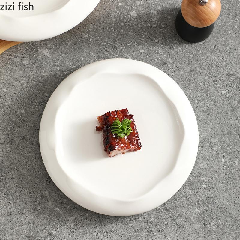 Thick White Ceramic Plate Cold Dish Plate Sushi Plates Dessert Bowl Western Style Steak Plates Fruit Dish Salad Bowl Snack Tray