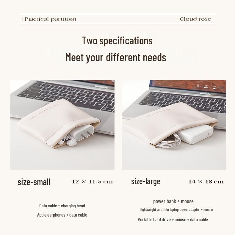 Automatic Closure Portable Storage Bag for Cables, Earphones, Chargers, and Cosmetics