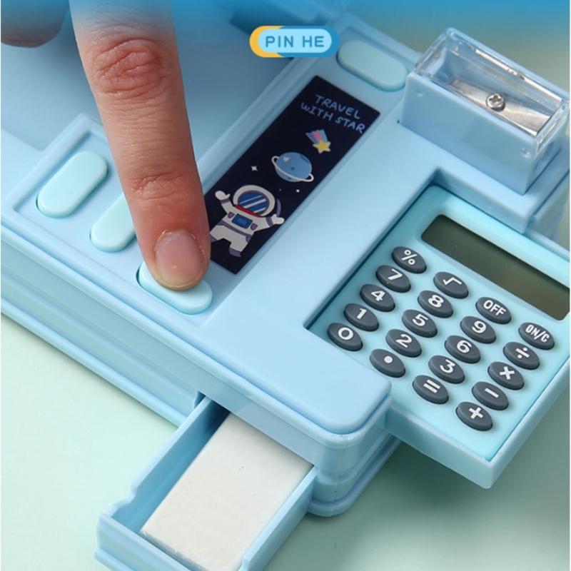 Wielofunkcyjny Piórnik Z Kalkulatorem Temperówką Piórnik o Dużej Pojemności Kreskówkowy Pojemnik na Długopisy Dla Ucznia Uczennicy Dziecka