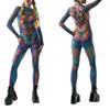 Unisex 3D Digital Colorful Snake Leopard Pattern Animal Printing Outfit Adults Halloween Party Role Play Cosplay Costume Carnival Jumpsuit