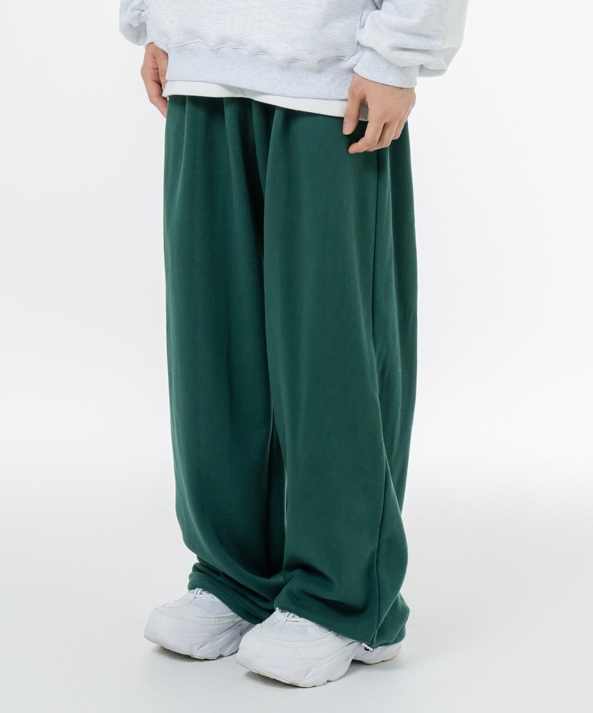 MOZMOZ Soft Terry Single-Pleat Wide String Training Pants Green