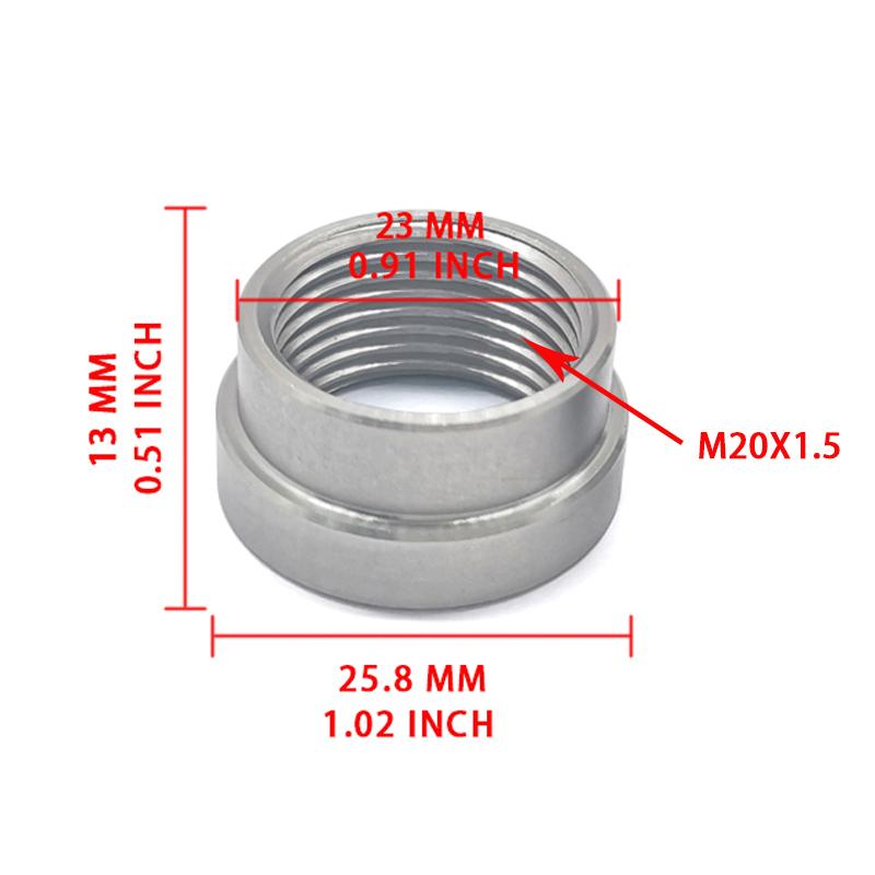 M20x1.5 Stainless Steel 304 Mounting Nut, Featuring a Stepped Welding Head and Internal Threads, Universal Automotive Component