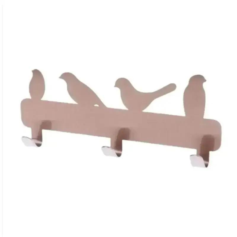 

Настенный крючок в виде птиц, украшение, креативная вешалка для одежды, имитация дерева и животных, дверь за декором спальни в форме птицы Rose gold