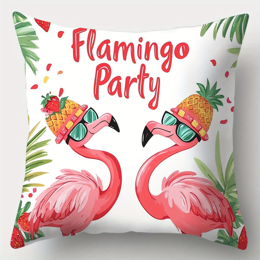 Beach Summer Style Pillow Covers, Colorful Flamingo & Pineapple Print Cushion Cases, Cozy Home Decor For Bedroom Living Room