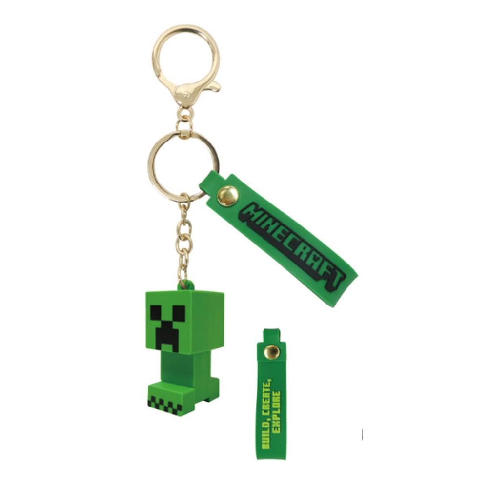 K Company Minecraft Creeper Keychain Accessory Small Character 3D Strap Bag H46mm W23mm D27mm