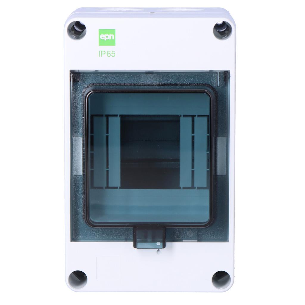 HERMETICA surface-mounted distribution board 1x4 modules N terminal, smoked door IP65