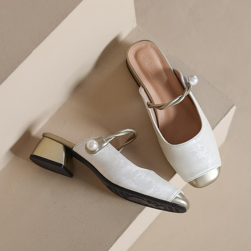 

Баотоу полутапочки женские летние китайский национальный стиль фея толстый каблук с юбкой слово с сандалиями 40