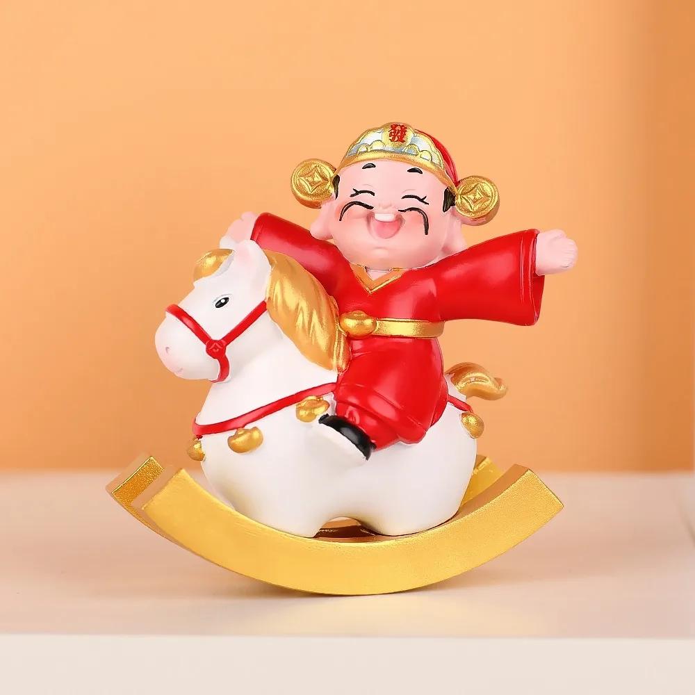 Resin 2026 Horse Year Figurines Chinese Style Mascot God of Wealth Figurine Year of The Horse Blessing Horse Statue