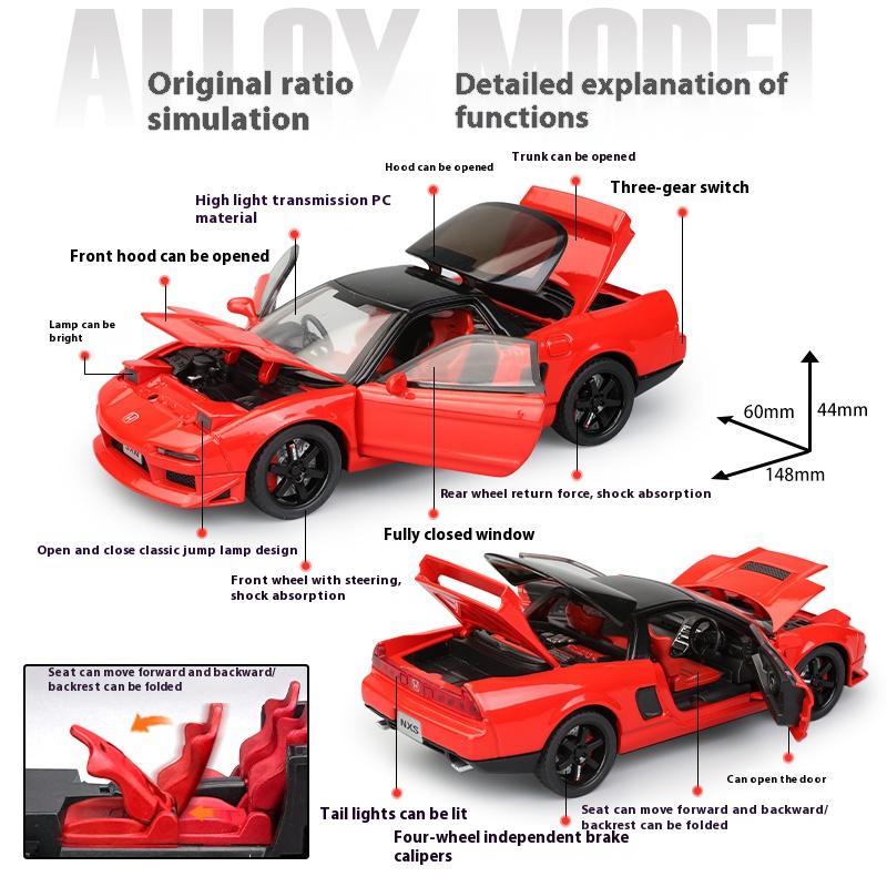 1/32 Alloy Die Cast Honda Acura NSX NA1 Sports Car Model Simulation Sound and Light Belt Base Collection Ornament Gift