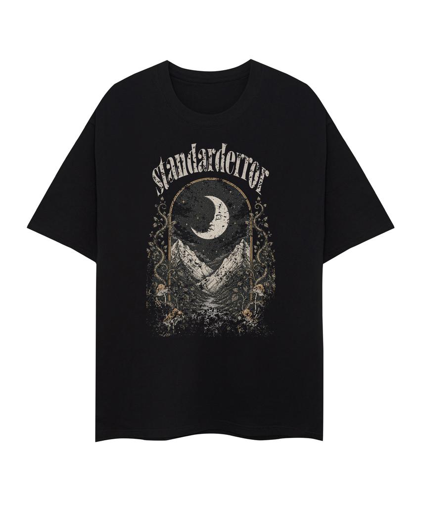 STANDARDERROR 87-Stan340 Vintage Mountain Moon Solid Short Sleeve T-Shirt (2 Colors)