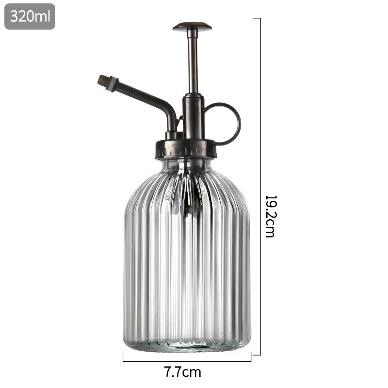 Creative Hand-Press Glass Watering Spray Bottle with Vertical Stripe Design