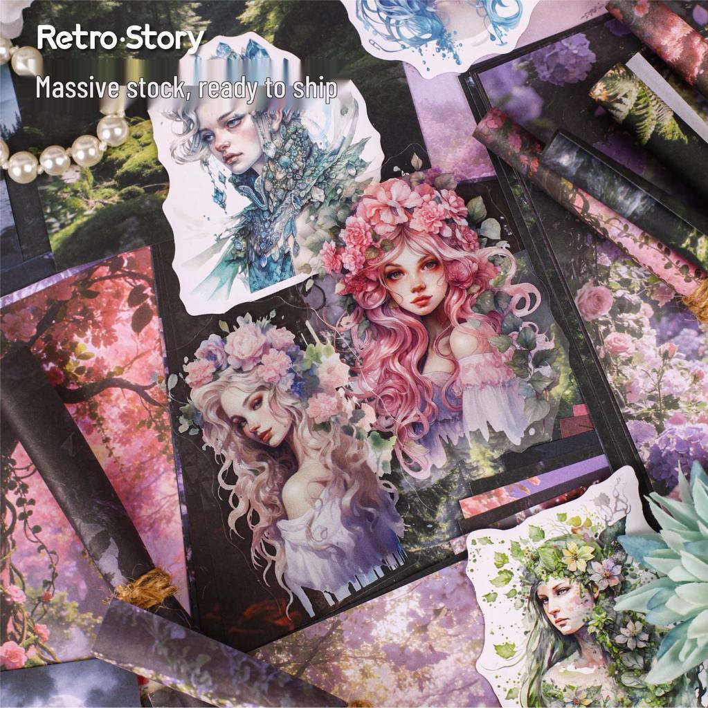 Retro Story Seria Xunxian: Europejski Zestaw Materiałów z Postaciami - 6 Stylów do Dekoracji Dziennika