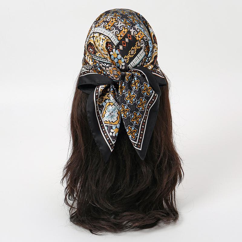 

Летний Пляжный 70*70см Квадратный Шелковый Мусульманский Хиджаб Шарф Женский Платок Принт Сердечки Головная Бандана Маленькие Модные Роскошные Шарфы Галстук 70x70cm