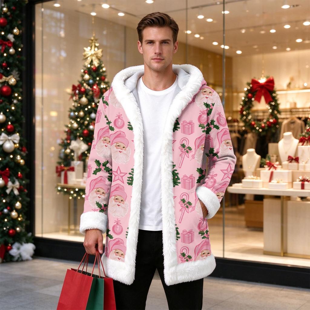 Men's Casual Christmas Print Jacket for Holiday Gatherings and Daily Wear