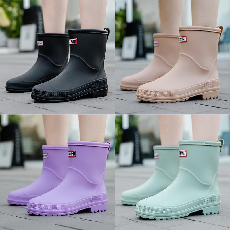 2025 Women's Mid-Calf Rain Boots - Edge Binding, Anti-Abrasion, Lightweight, Rubber Kitchen Cover Shoes