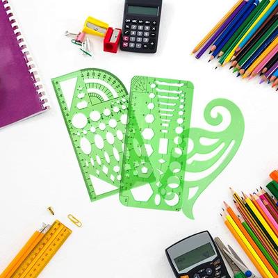 11pcs Geometric Hollow Out Painting Template Measuring Rulers Tailor Sewing Drafting Supplies School Stationery Building Tools