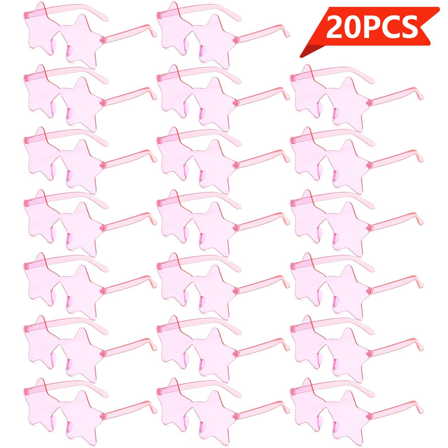 

20Pcs Rimless Star-Shaped Fashion Glasses Trendy Cute Decorative Glasses For Costume Party