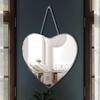 Heart Shaped Mirror with Iron Chain for Wall Decor 12x12 Inch - Wall Hang Real Glass Frameless Decorative Glam Mirror