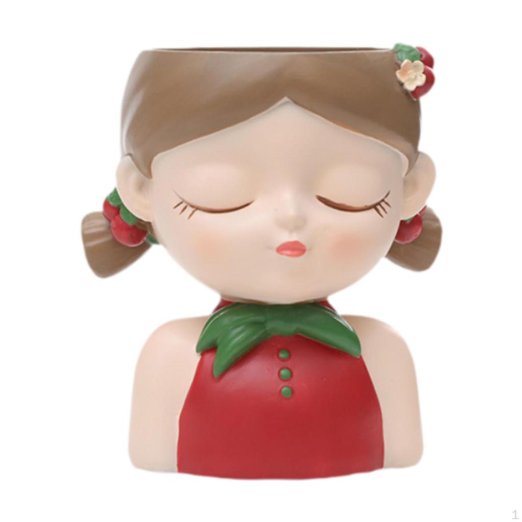 Cartoon Girl Planter Decorative Plant Pot Home Decoration Desktop Flowerpot Small Resin Flower