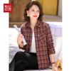 Hodo Women's Retro Plaid Long-Sleeve Casual Button-Down Shirt