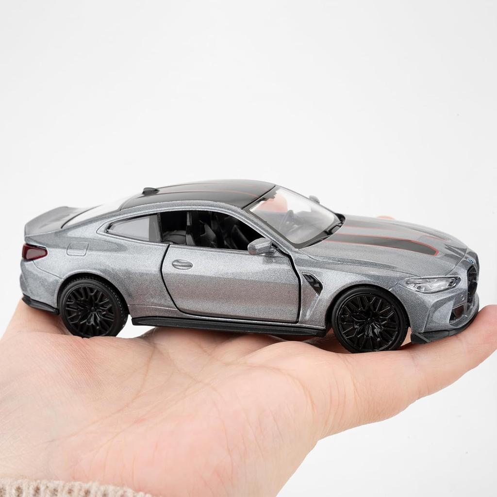 1/36 BMW M4 CSL Model Alloy Toy Car with Pullback Function, Suitable for Collecting and Decorating Model Toys, Car Gifts for Boys and Girls (Grey)
