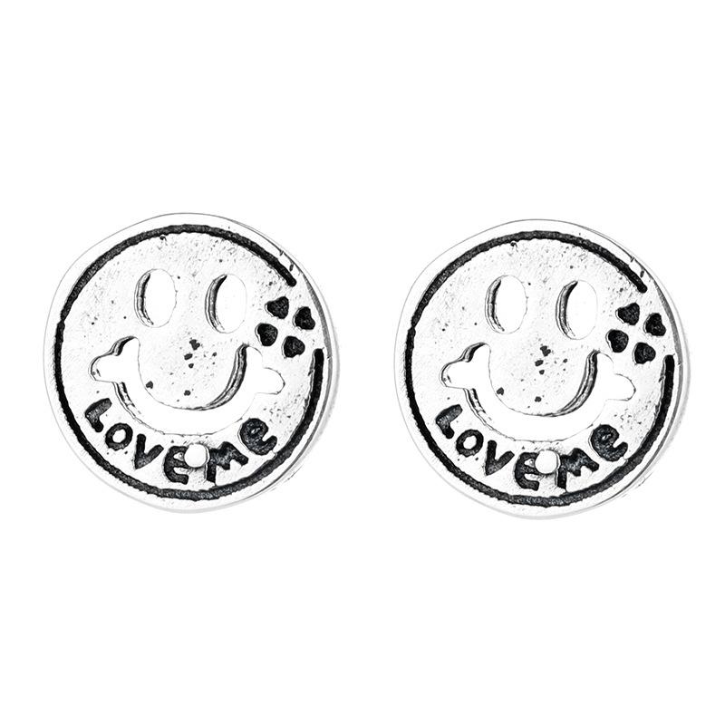 Smiley Face Earrings Thai Silver Female Retro Old Smile Expression Simple Fashion Personalized Earrings