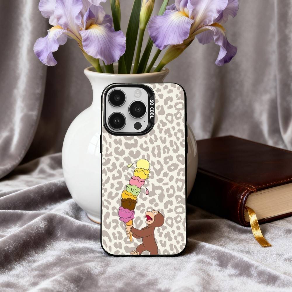 M-Mokey C-Curious-S G-Georges Handyhülle Für iPhone17,16,15,14,13,12,11 Plus,Pro Max Schwarze Candy Silberne Handyhülle