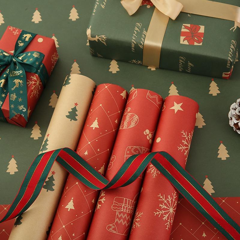 20/10 PCS Merry Christmas Gifts Wrapping Paper 2025 New Year Party Gifts Packaging Decoration Classic Patterns DIY Crafts Paper