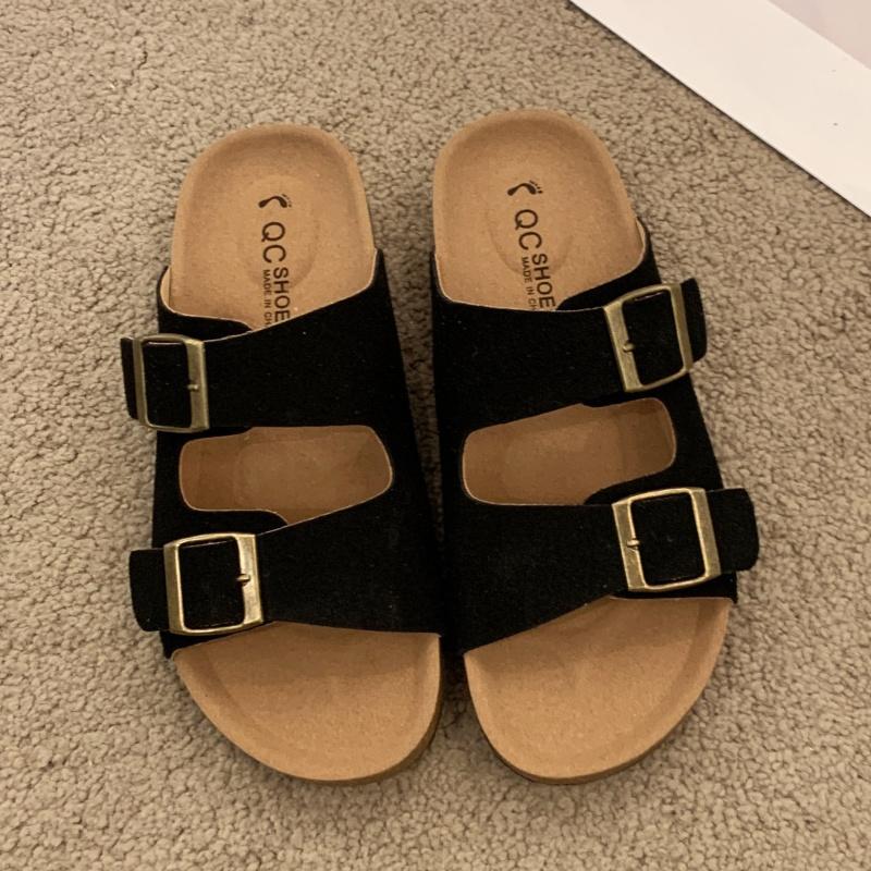 Fashion New Summer Fashion Women Cork Slippers Summer Classic Buckle Breathable Outdoor Casual Flip Flops Soft Footbed Leather Sandals