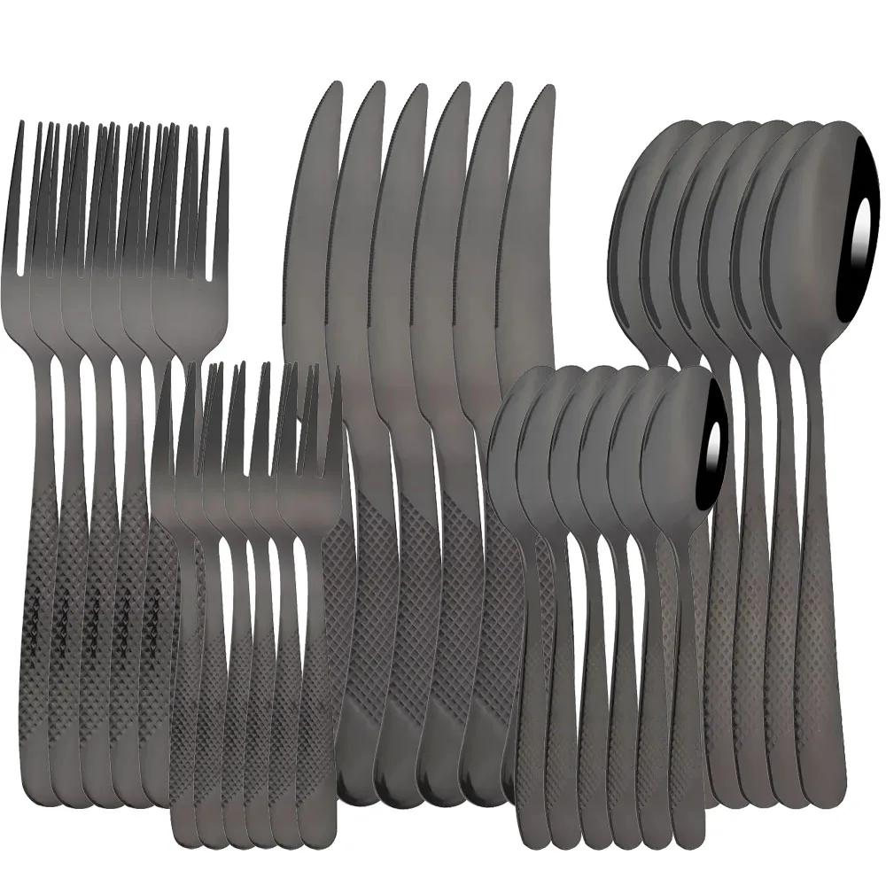 30pcs Dinnerware Sets Stainless Steel Tableware Set Knife Fork Spoon Flatware Western Cutlery Set Knife Fork Spoon Tea Spoon