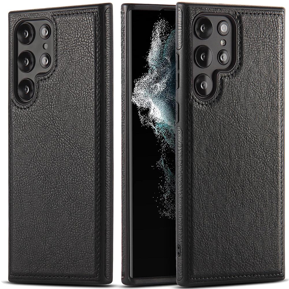 Für Samsung Galaxy S23 Ultra S23 Plus S22 Ultra Plus Handyhülle Stoßfest Matt Luxus Leder Liniennähte TPU Hülle