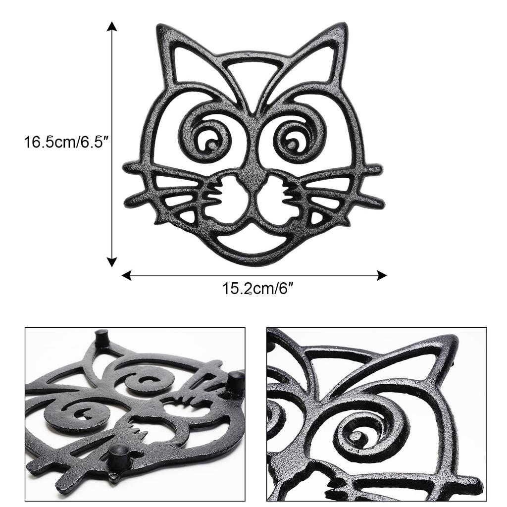 Sungmor Trivet Coaster, Kettle Pot Mat, Teapot Holder, Heat-Resistant, Cast Iron, Non-Slip, Rust-Resistant, Thick, Stylish, Simple, Cat Design