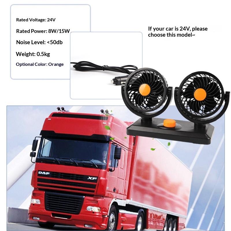 Professional Dual Fans 360 Rotation Multi Angle Cooling Fan For Sedan RV Truck Boat Vehicles Camping Office Desk Use Accessory