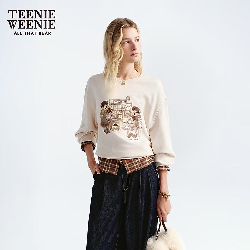 Teenie Weenie Women's Preppy Style Faux Two-Piece Plaid Sweatshirt