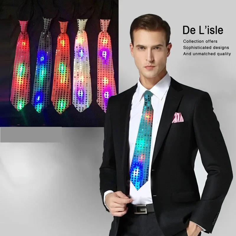 LED luminous tie, glitter sequined luminous tie, concert atmosphere props