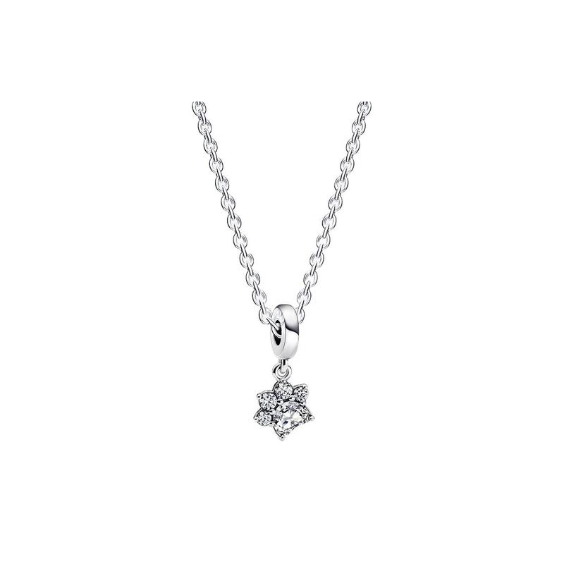 Pandora Love s Paw Print 925 Silver Synthetic Cubic Zirconia Necklace Women s ZT2450 серебряный