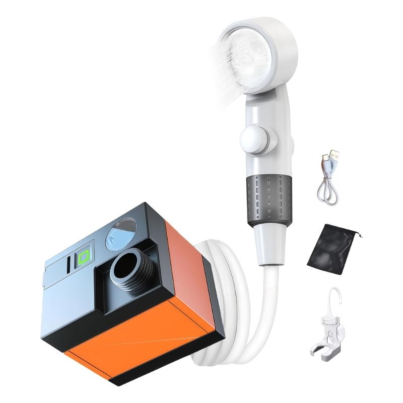Portable Camping Shower With Rechargeable Battery Outdoor USB Rechargeable Electric Shower Pump for Hiking Pet Cleaning 1