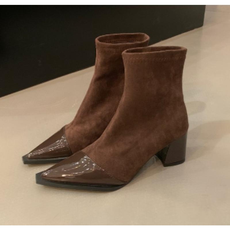 

Модные новые дизайнерские женские ботильоны с леопардовым принтом, модные ботильоны с острым носком, лаконичная лоскутная обувь на толстом каблуке, туфли, zapatos mujer 35