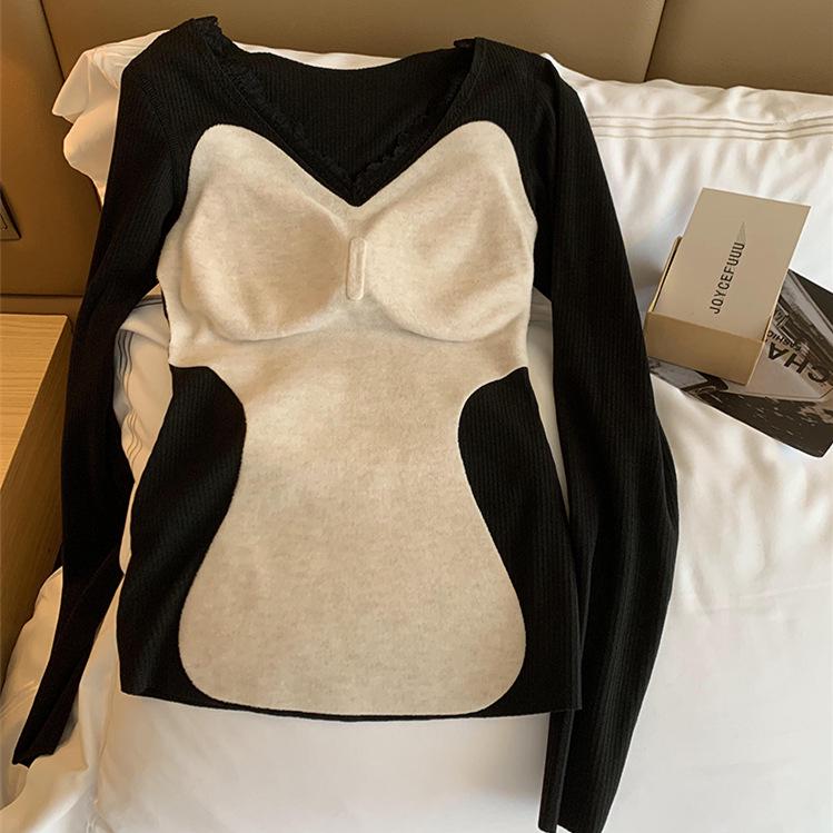 Set Termic Femei Fără Cusături Amestec Lână: Strat de bază cald de toamnă/iarnă cu partea superioară căptușită