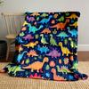 Colorful Cartoon Dinosaurs Pattern Patterned Blanket, Flannel, Suitable for All Seasons, Home Decor, Warm and Cozy
