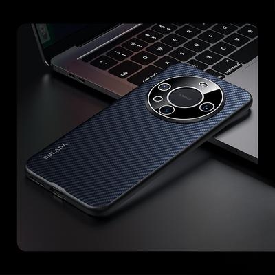 Huawei Mate60pro Handyhülle Rundumschutz Sturzsicher HUAWEI Kohlefaserstrukturierte Magnetische M60 Leichte Luxus Lederhülle