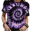 Women's gradient tie-dye short-sleeved T-shirt print, breathable crew neck casual top