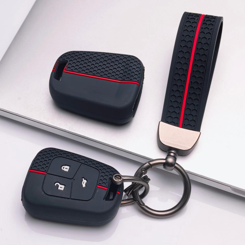Silicone Key Fob Cover with Keychain for Chevrolet Cruze Aveo Orlando Captiva Spark for Opel Astra J Insignia Corsa D/E Antara Zafira Mokka, 3-button