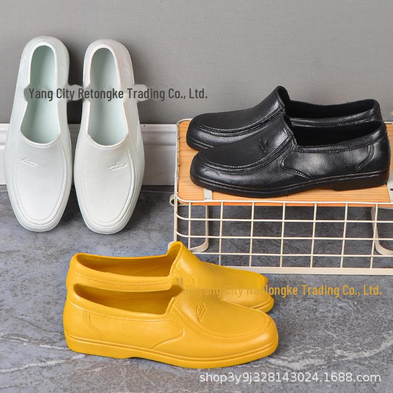 Men's Gray Low-Top Rubber Shoes - Non-Slip, Shallow Mouth, Ideal for Spring/Autumn, Kitchen, and Outdoor Use