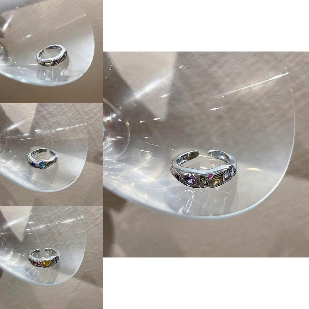 Bunter herzförmiger Zirkonia Metallring für Damen Verstellbares stilvolles modisches Accessoire