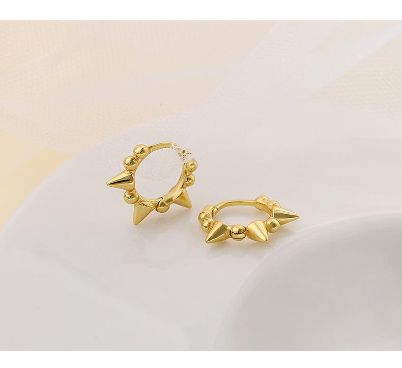 Banyan Tree S925 Silver Punk Hip-Hop Zircon Pointed Hoop Earrings for Women
