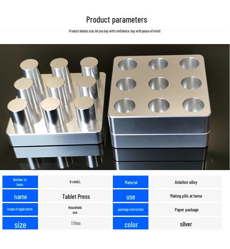 Ręczna prasa do tabletek do medycyny chińskiej i zachodniej, forma na proszek Sanqi, 10 mm