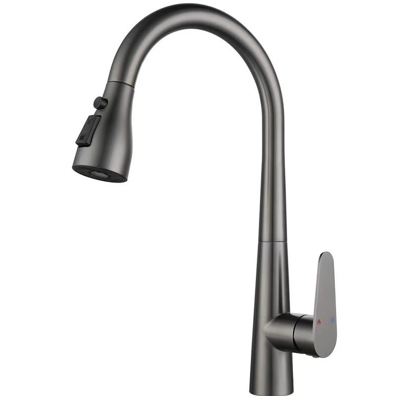 TLXT Gunmetal Grey Wall-Mounted Pull-Out Faucet