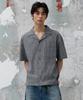 AGOD Open Collar Check Half Shirt [Black]